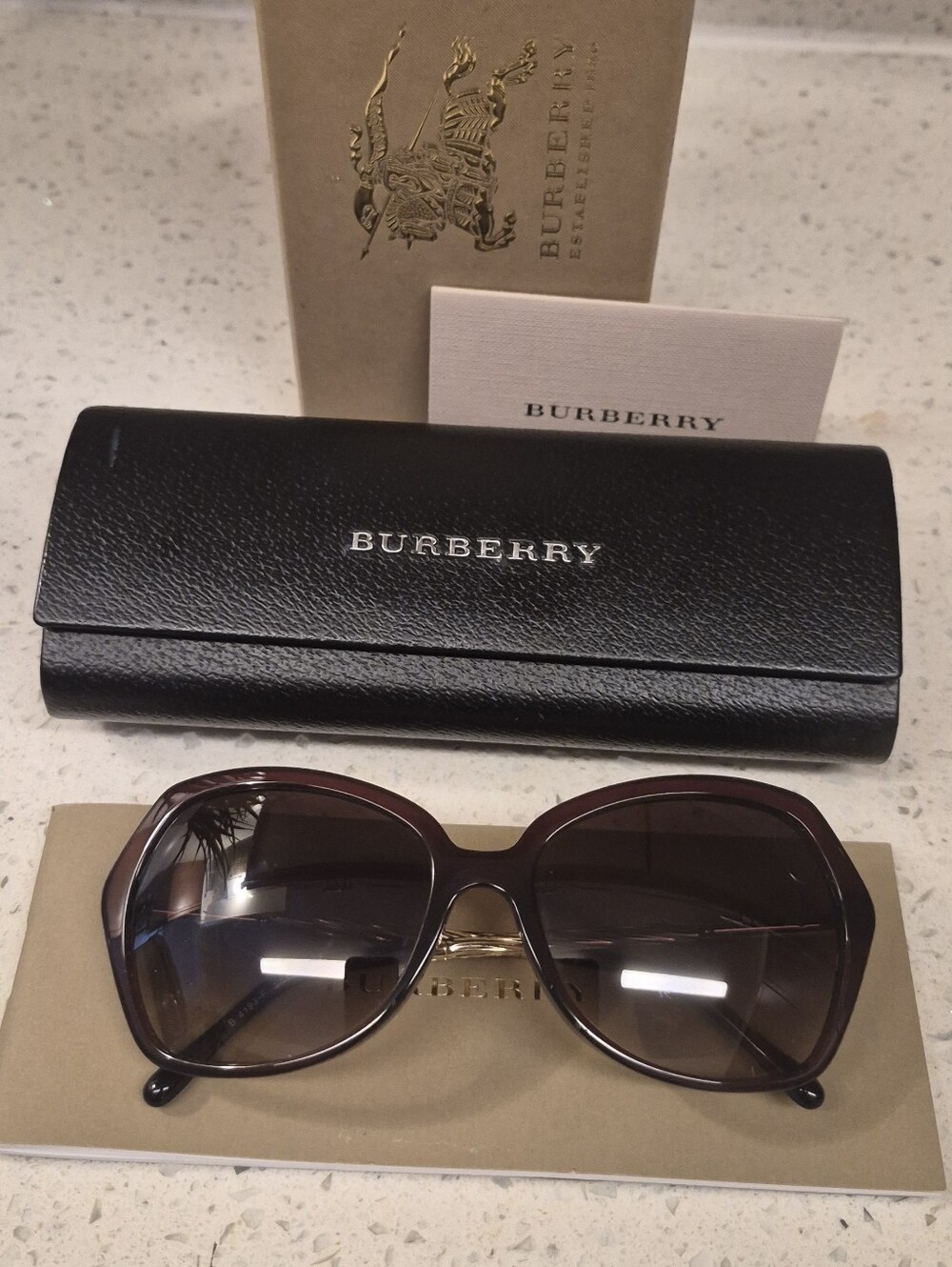 Burberry Burgundy Gradient Sunglasses with Gold Twist Arms